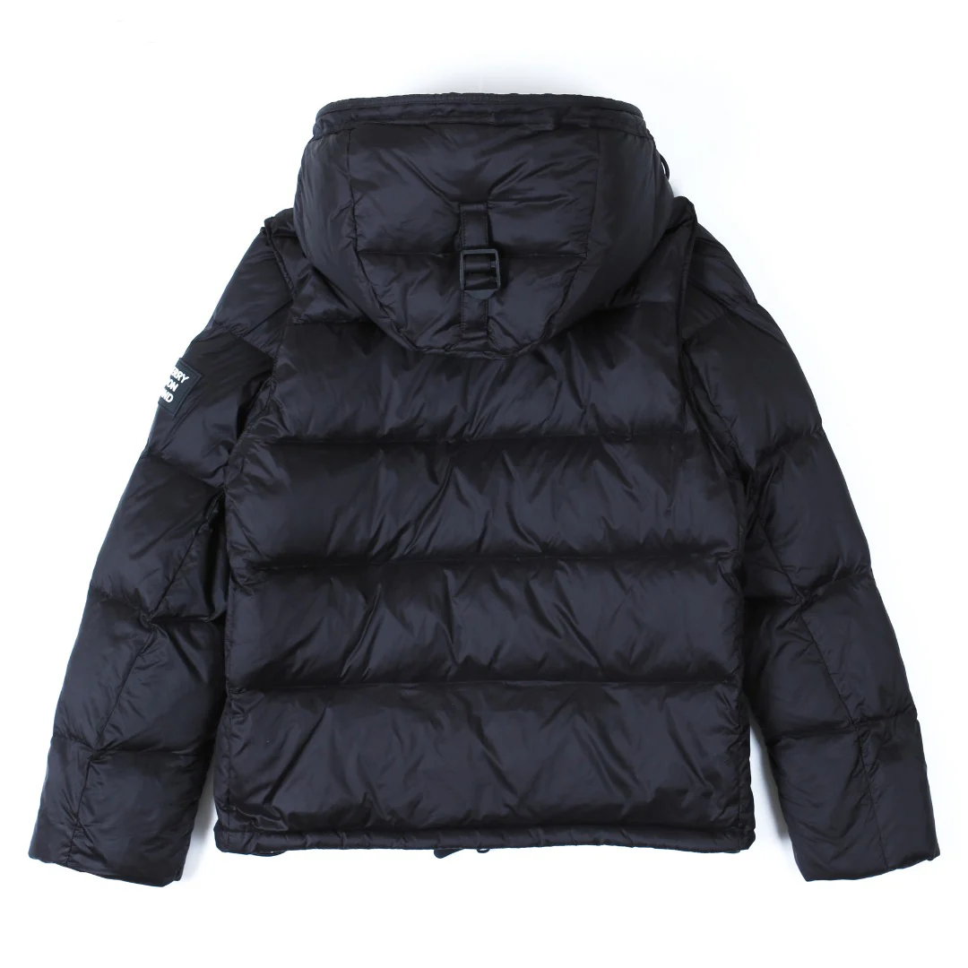 Check hooded down jacket