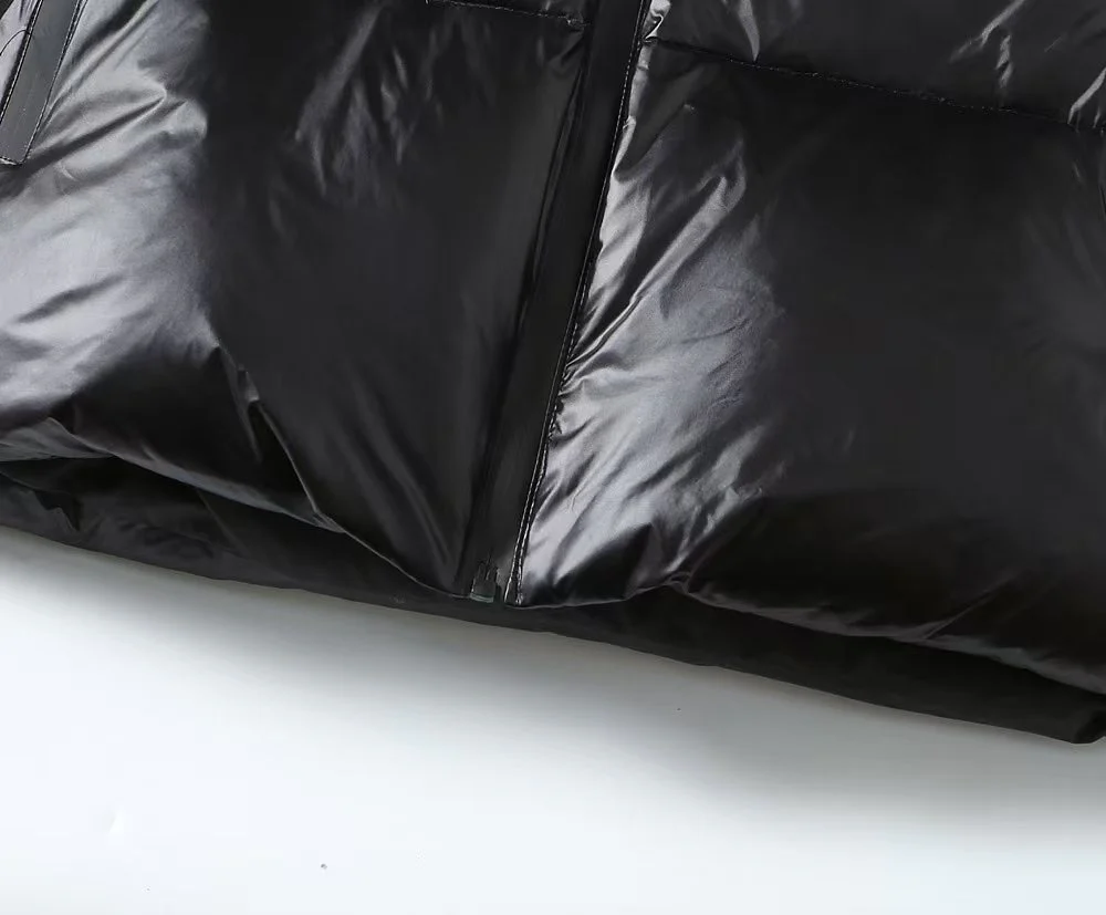 Silicone label hooded down jacket