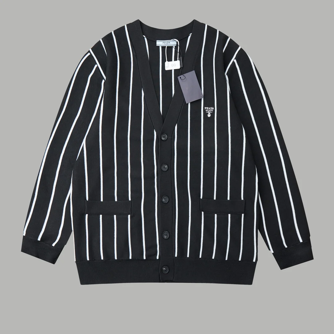 Striped knitted sweater cardigan