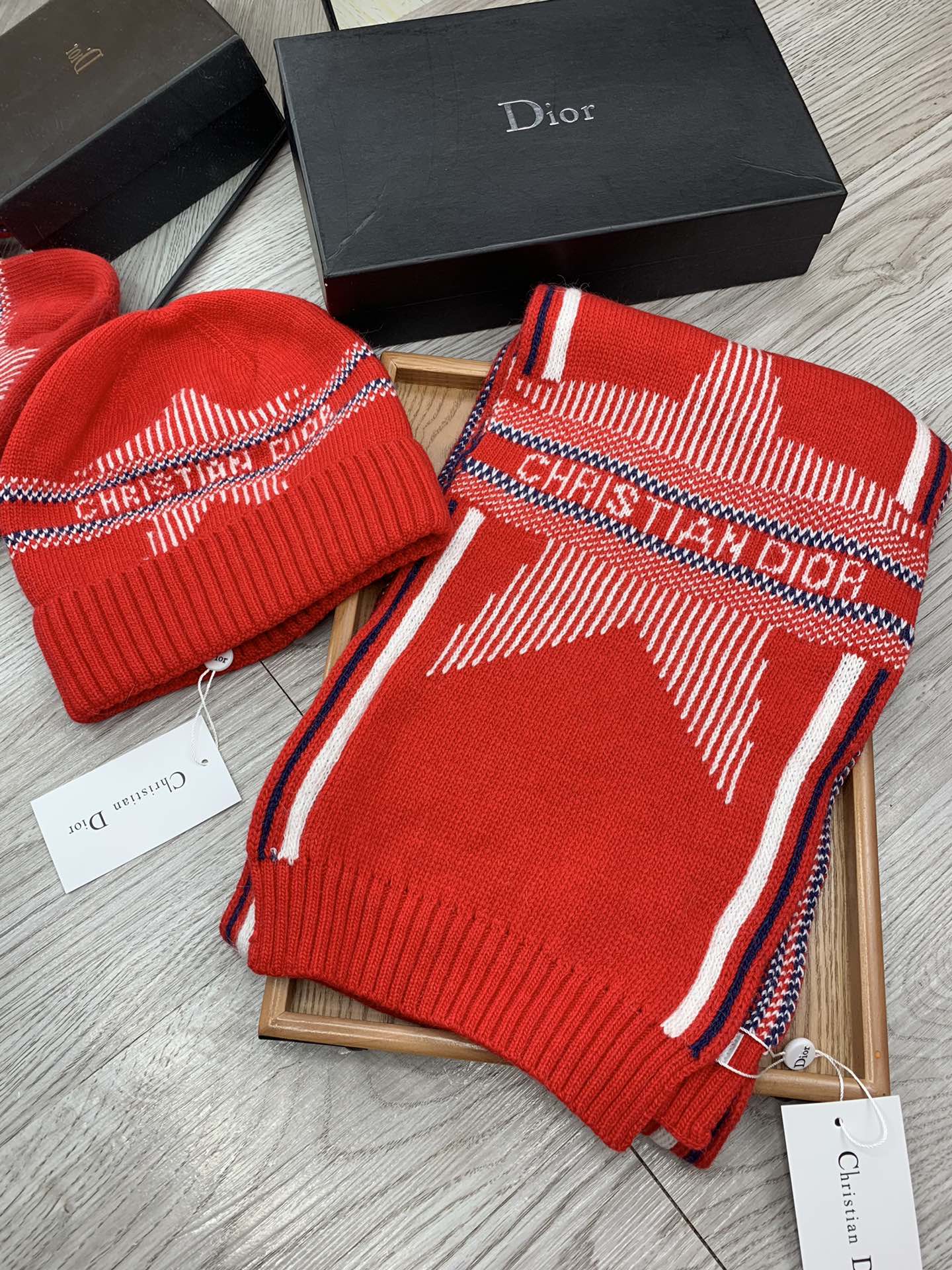 Star jacquard scarf and hat set