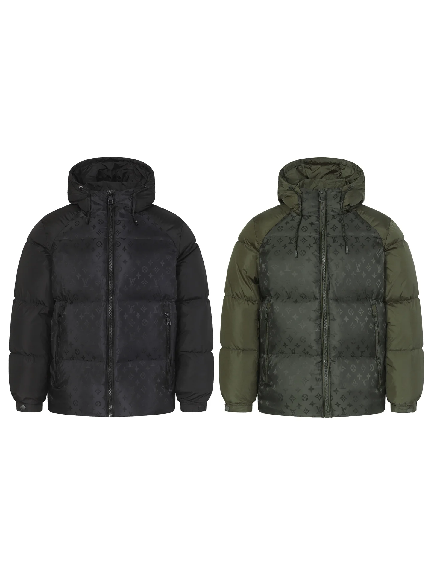 Jacquard down hooded jacket