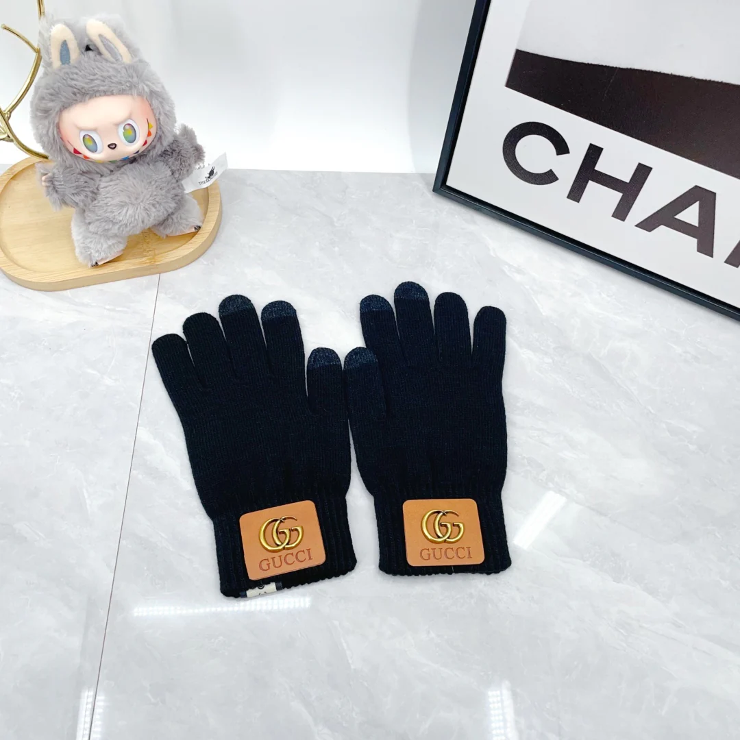 Metal Letters knitted scarf hat gloves set