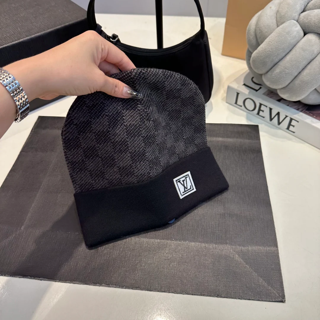 Plaid jacquard scarf and hat set