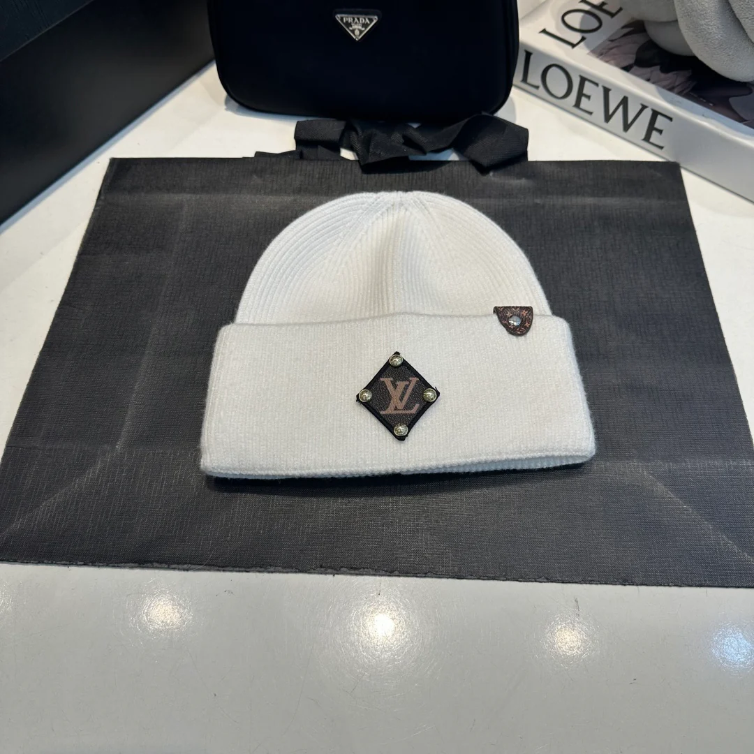 Leather Print Cashmere Knitted  Beanie