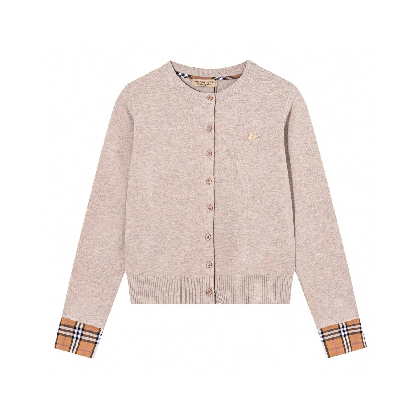 Embroidered cardigan plaid sweater