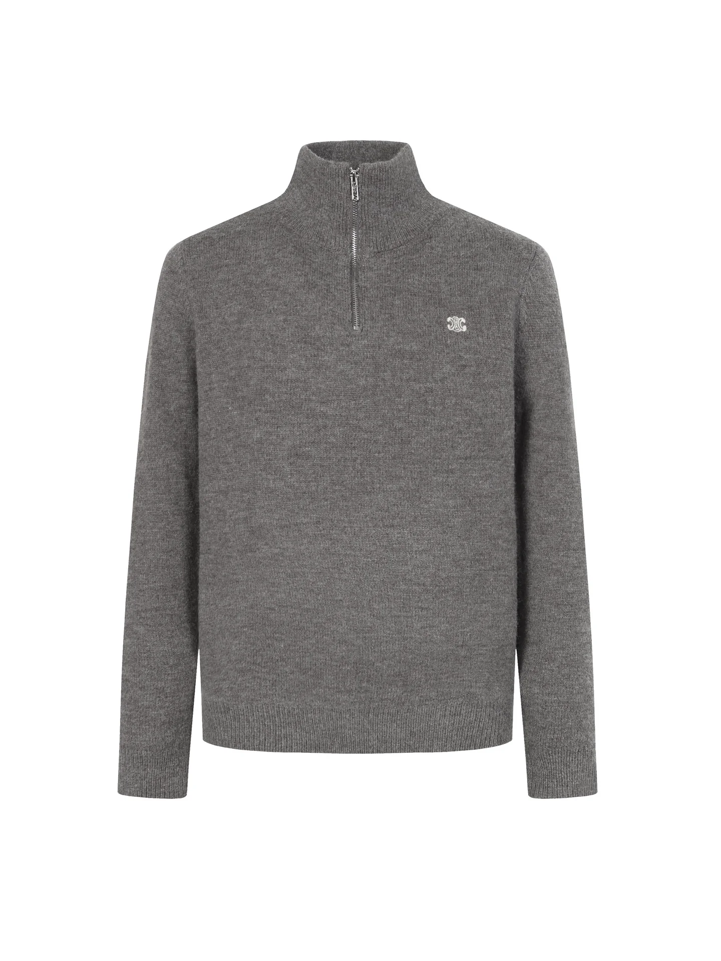 Embroidered mock neck cashmere sweater