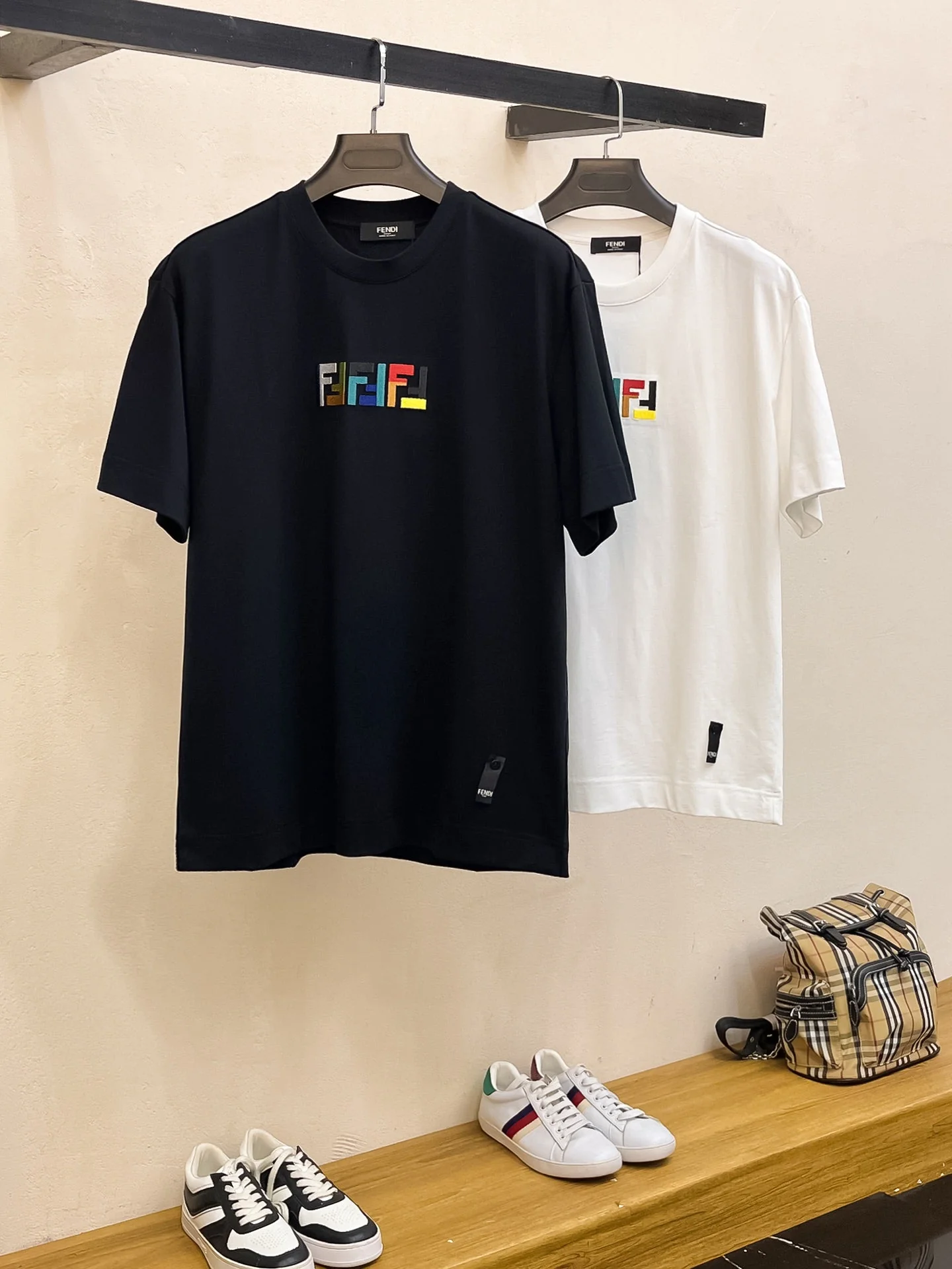 Embroidered rainbow T-shirt