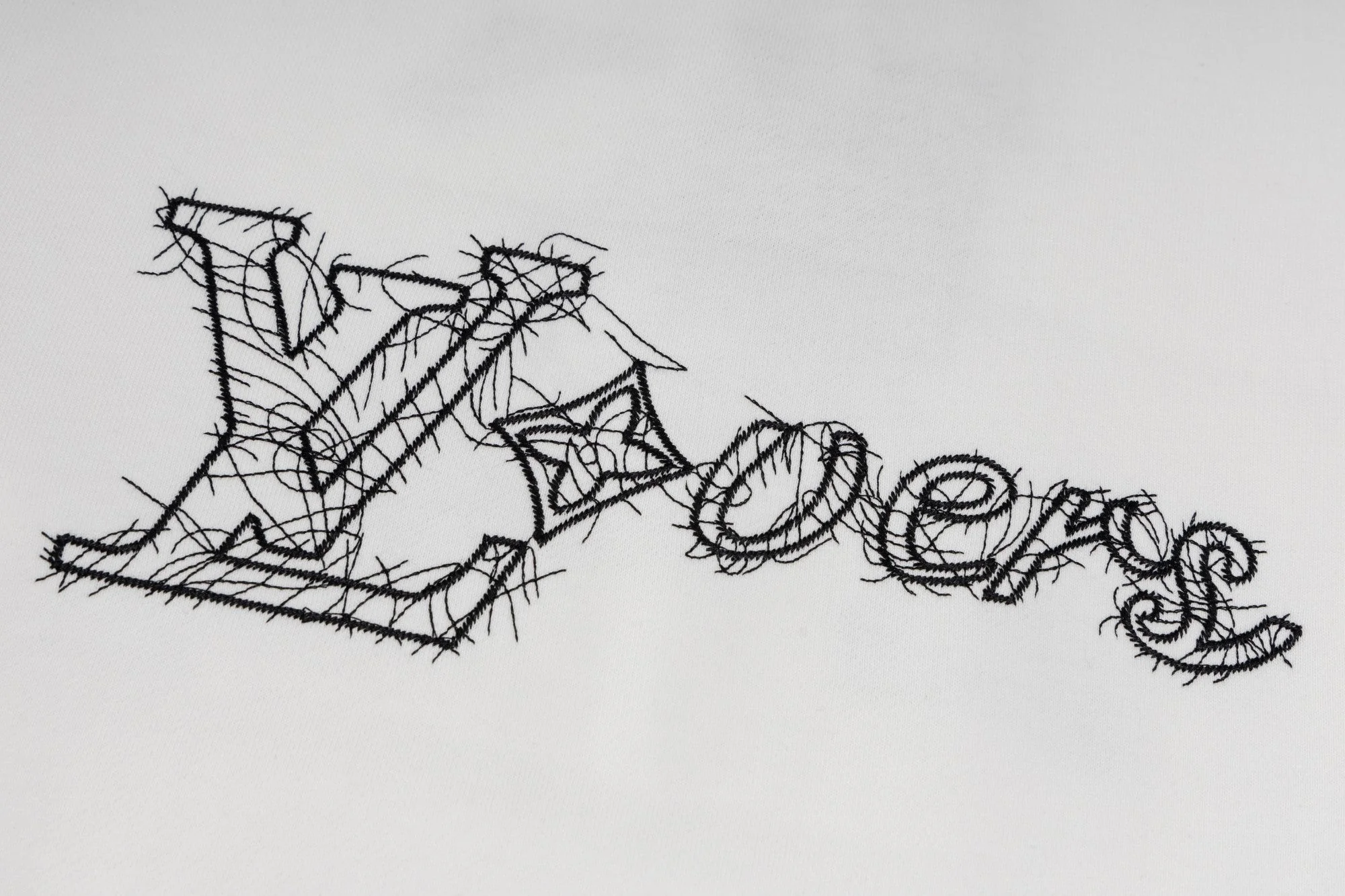 Double-sided embroidered round neck cotton sweatshirt