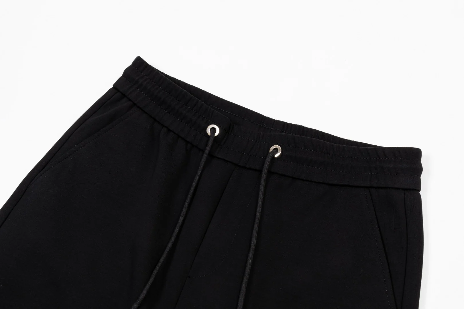Leather label cotton drawstring trousers