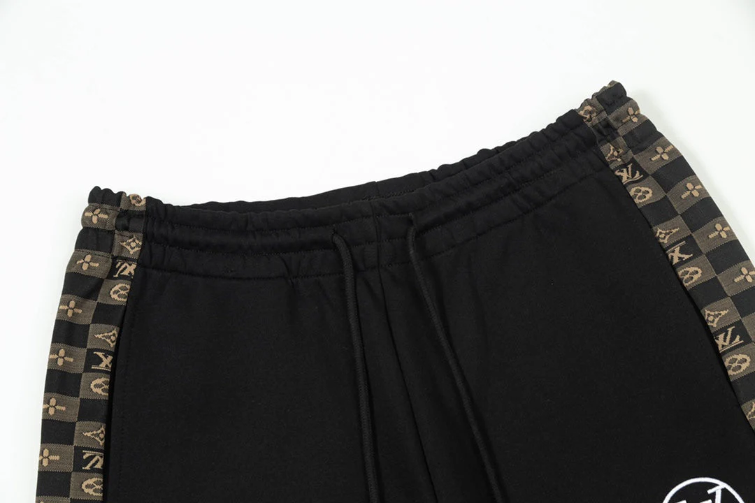 Web-paneled jacquard trousers