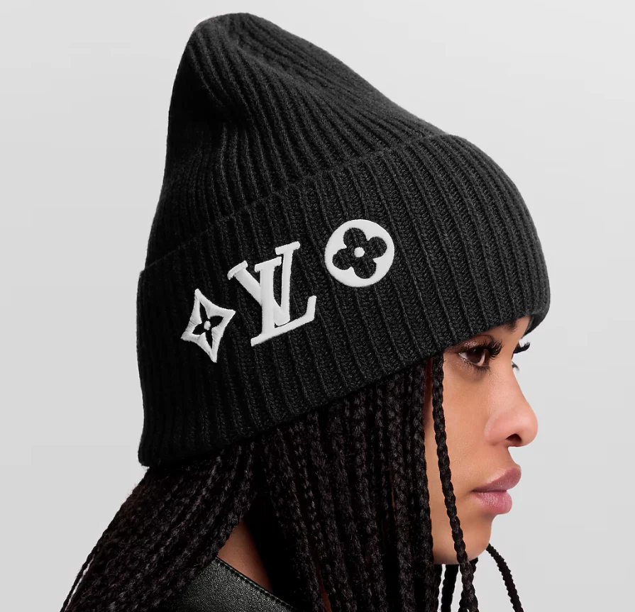 Floral embroidered knitted beanie