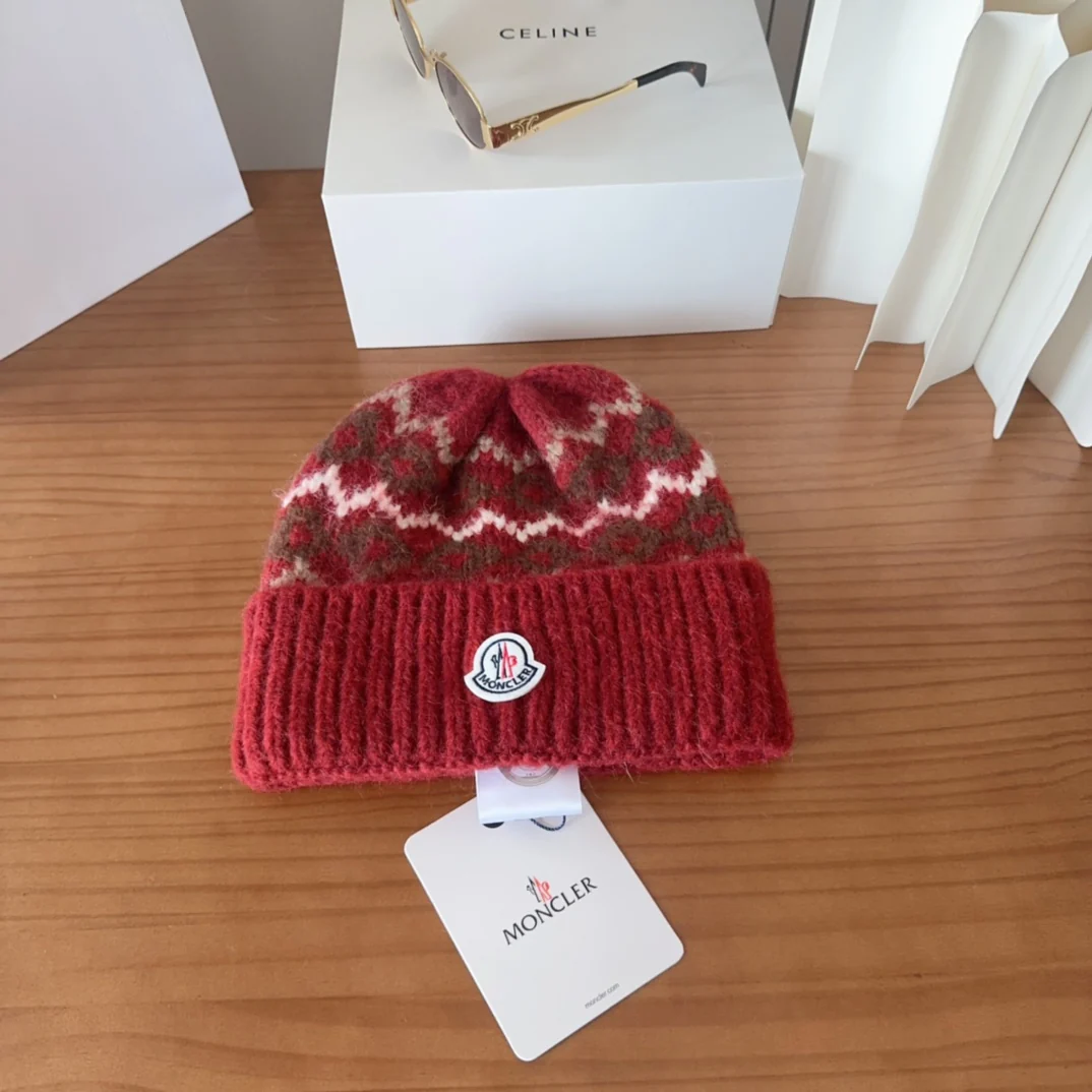 Patterned Wool Knit Beanie