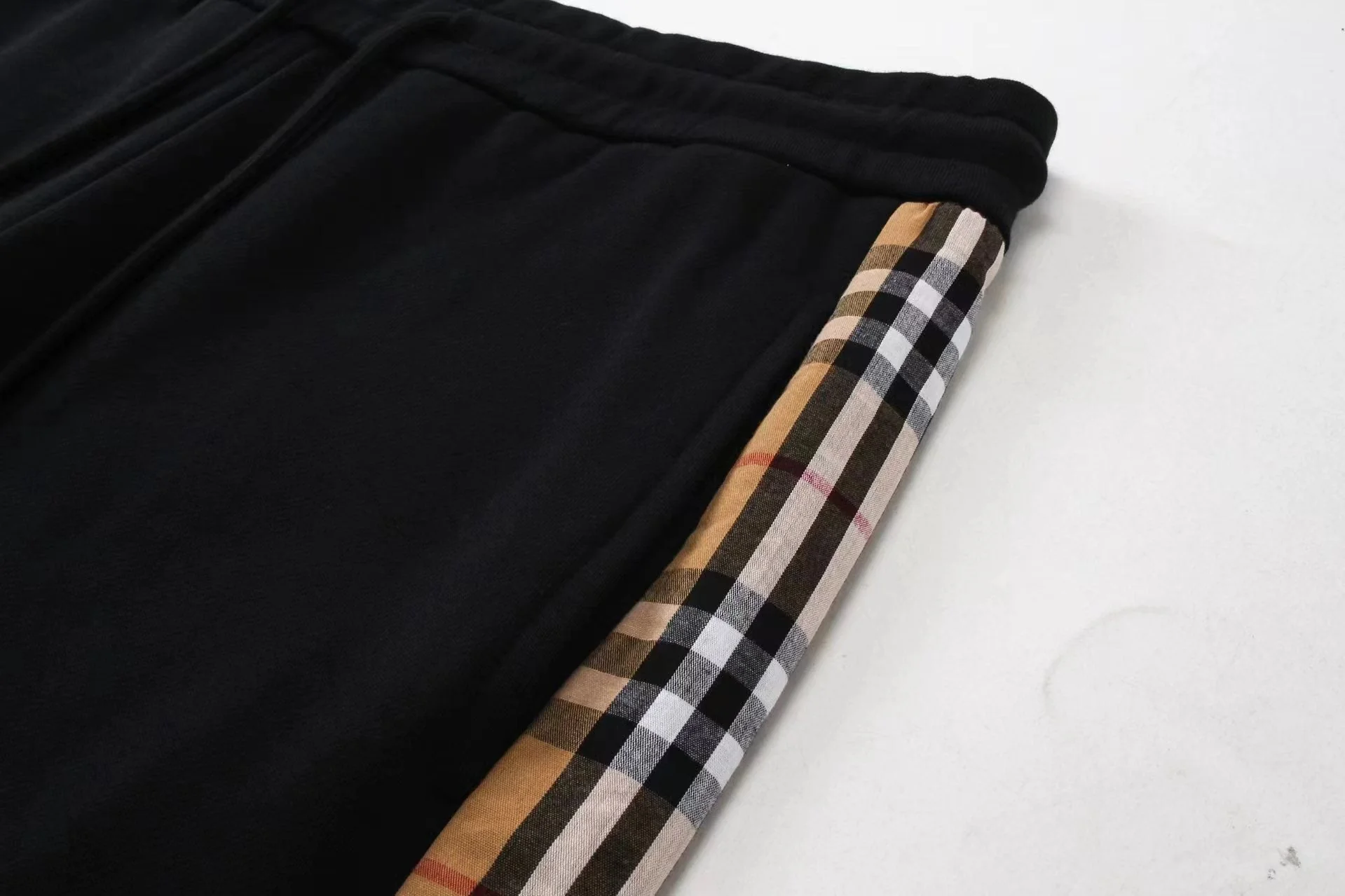 Plaid drawstring casual trousers