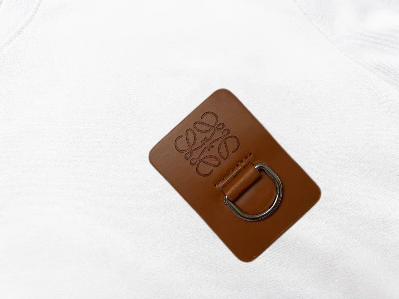 Leather embroidered print T-shirt