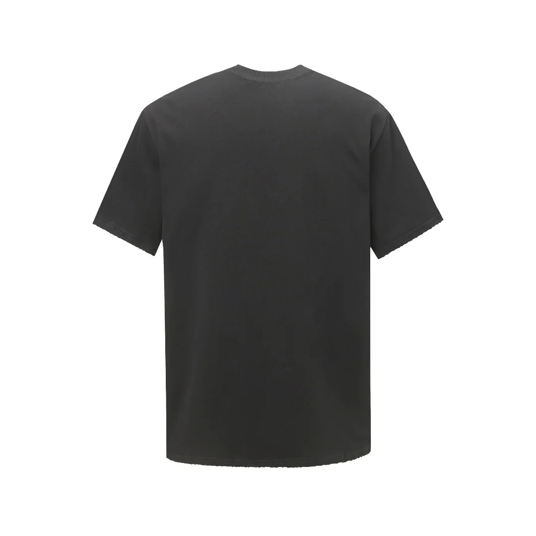 Embroidered flocked cotton T-shirt