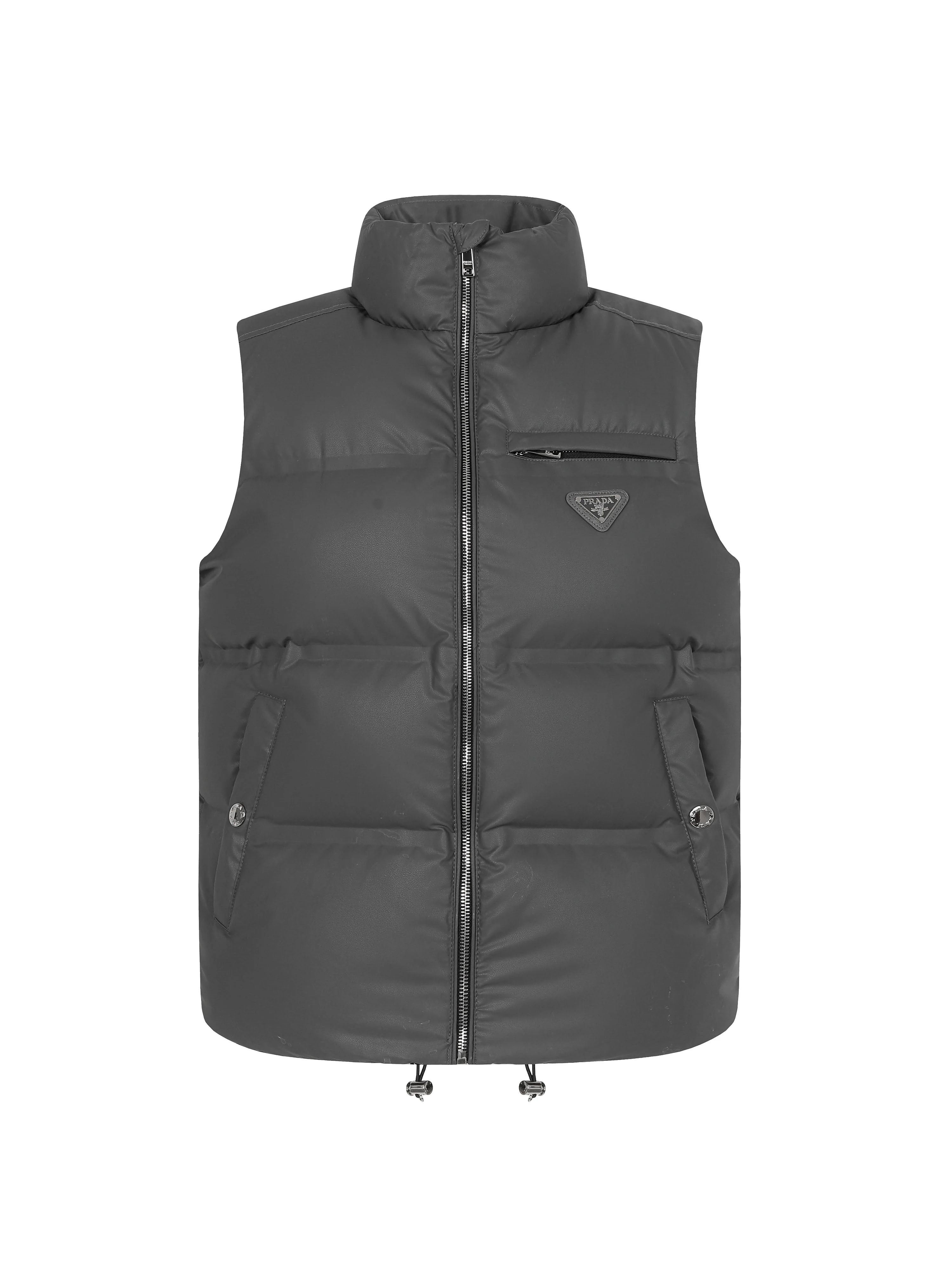 Stand collar zipper down vest