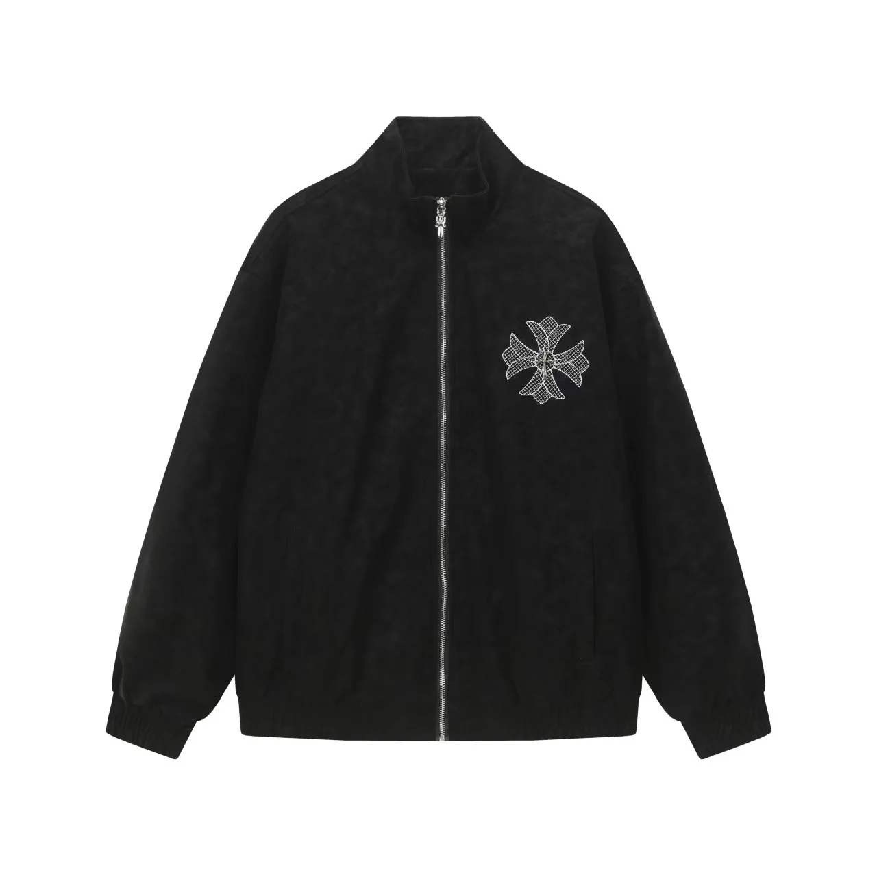 Fur embroidered baseball jacket