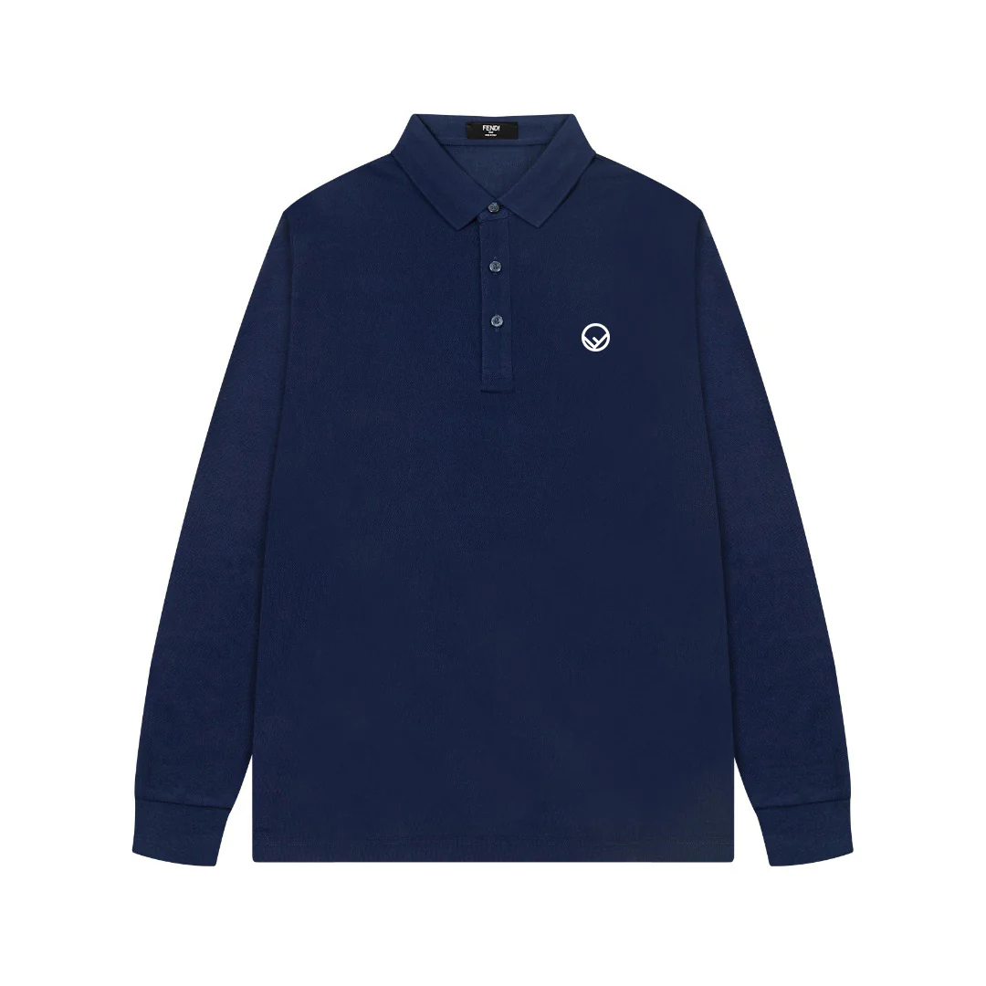 Printed lapel polo long-sleeved T-shirt