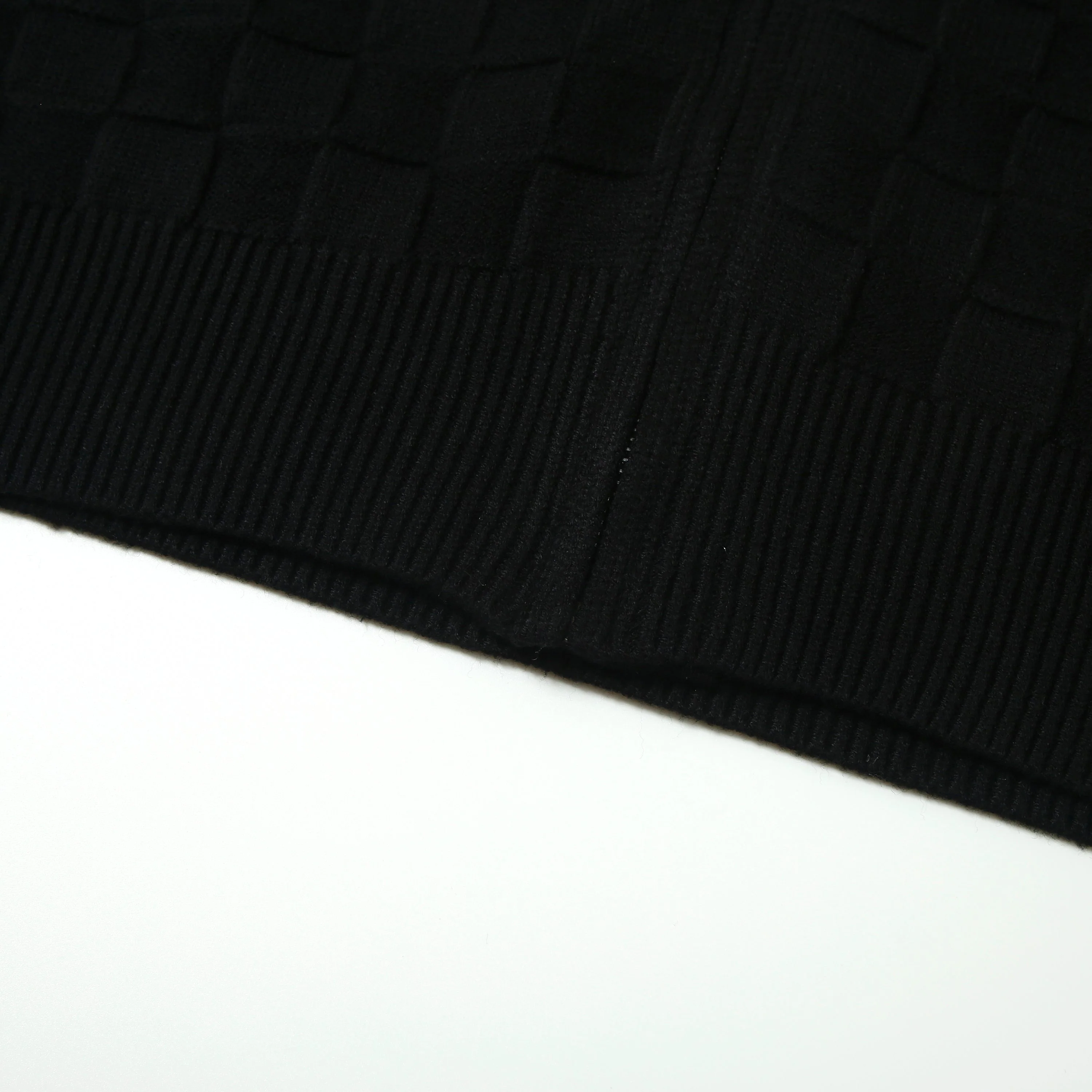 Checkerboard embossed zipper sweater