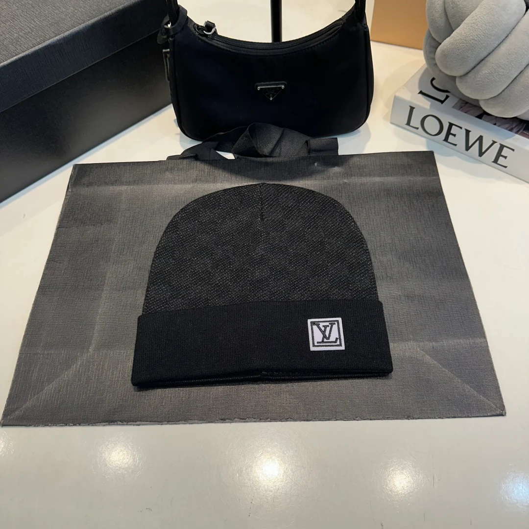 Plaid jacquard scarf and hat set