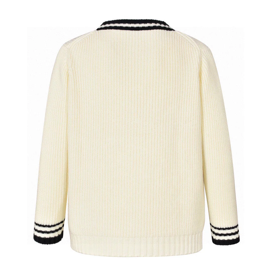 Contrast color sweater cardigan