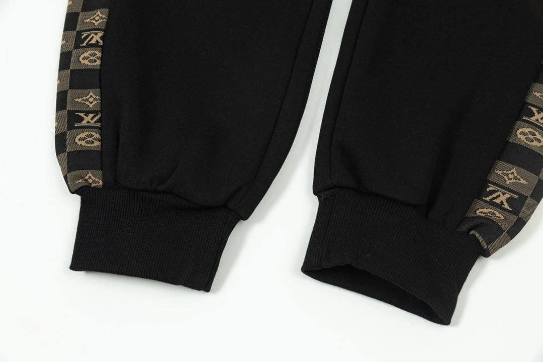 Web-paneled jacquard trousers