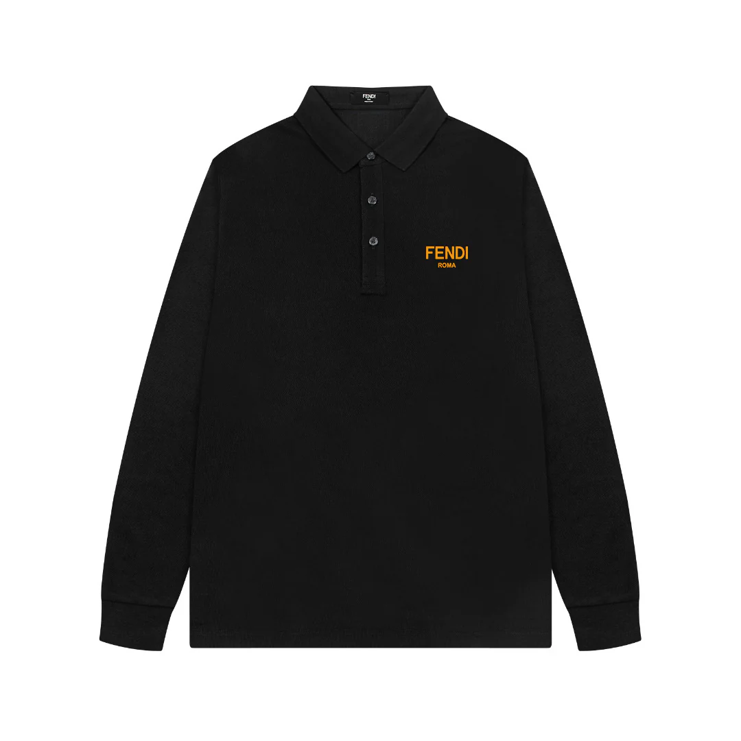 Printed lapel polo long-sleeved T-shirt