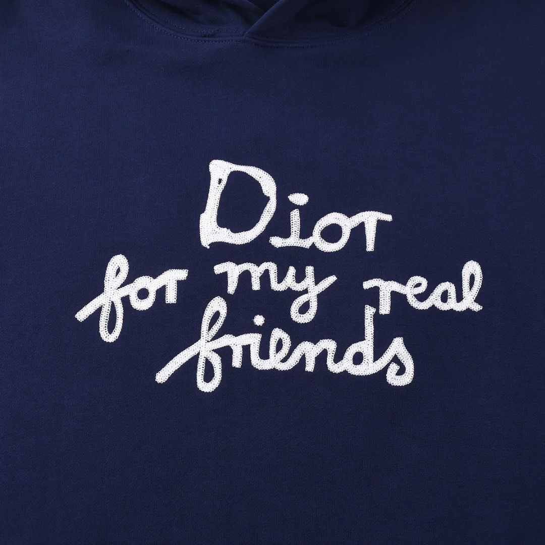 Embroidered cotton hooded sweatshirt