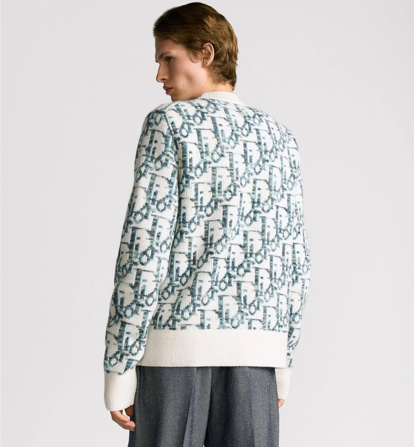 Knitted jacquard cashmere sweatshirt