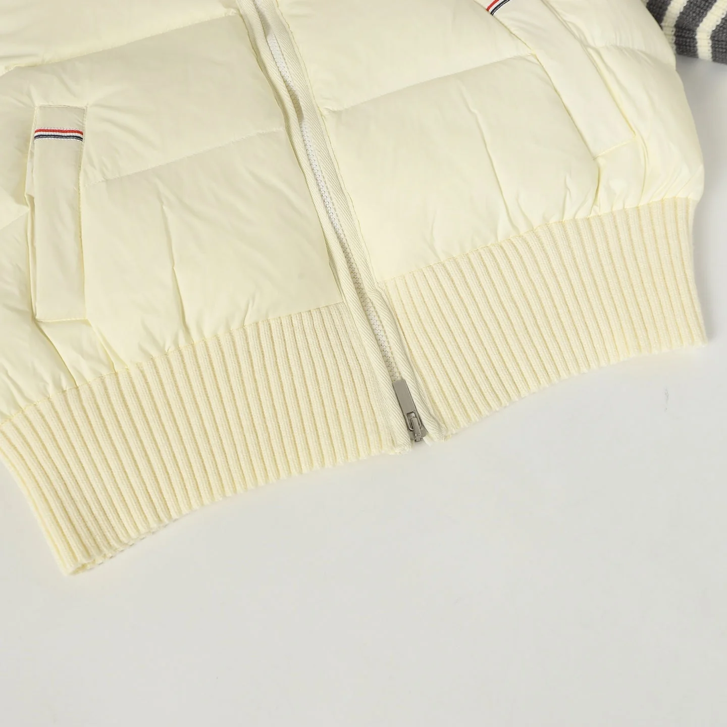 Knitted hooded down jacket