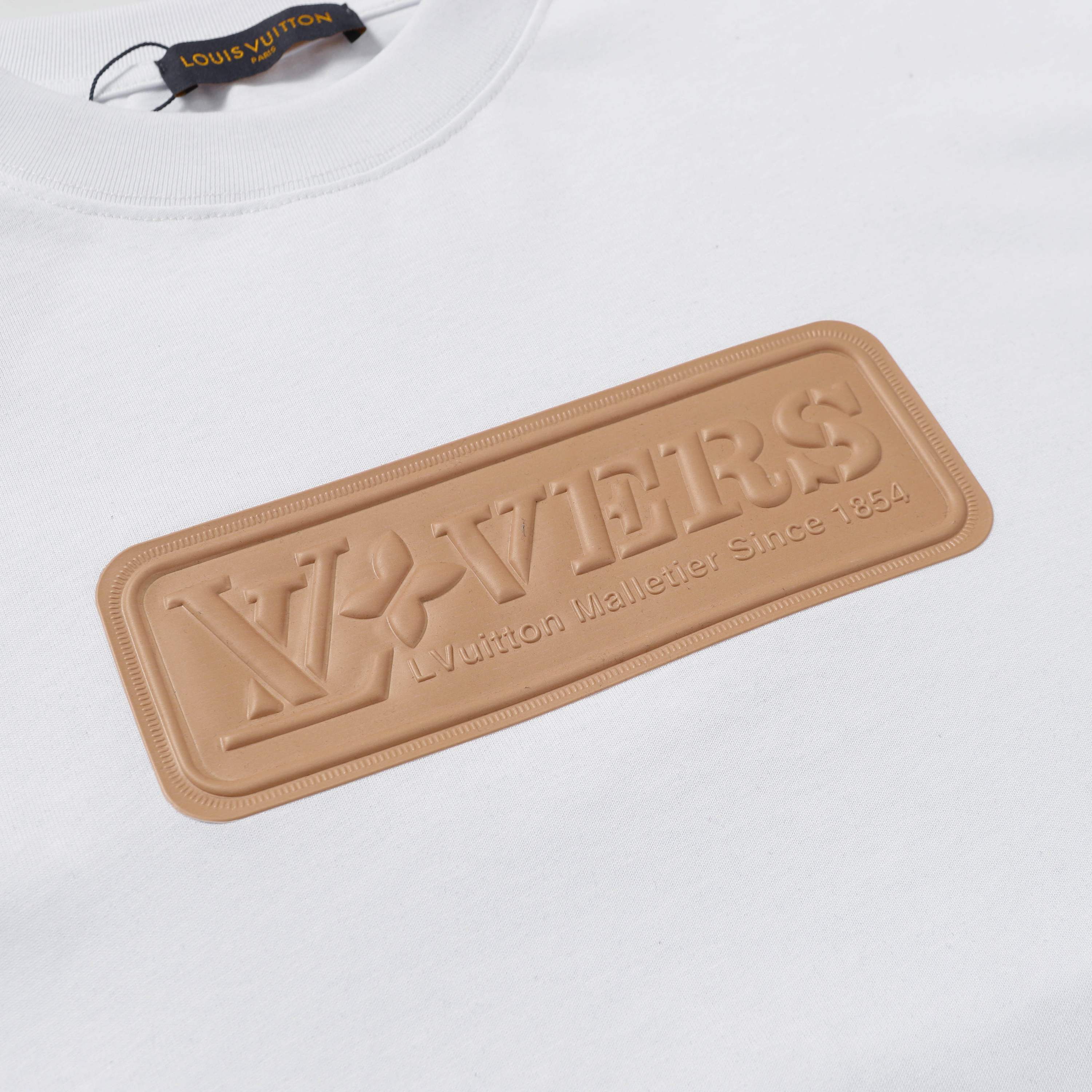 LEATHER EMBOSSED COTTON T-SHIRT