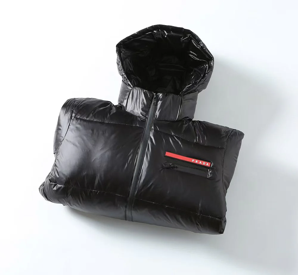 Silicone label hooded down jacket