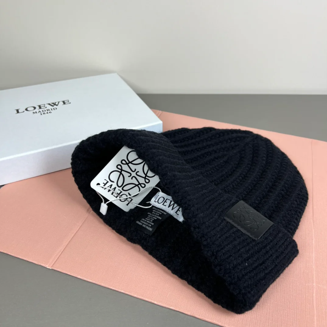 Leather print knitted beanie