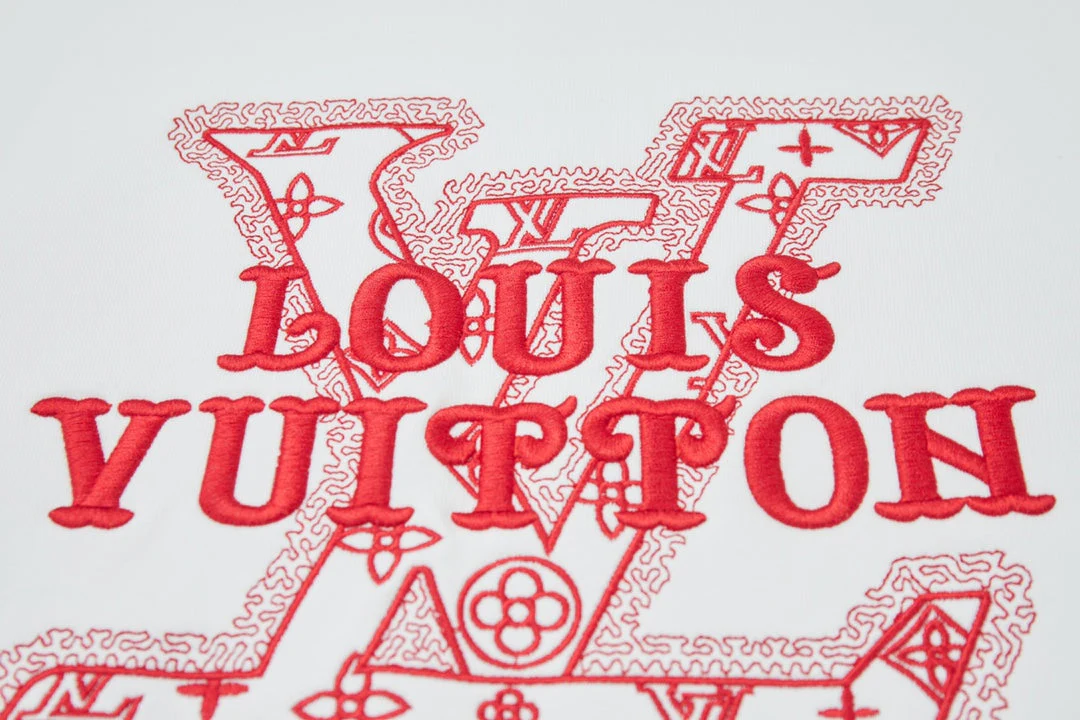 Double-sided embroidered cotton crew neck sweatshirt