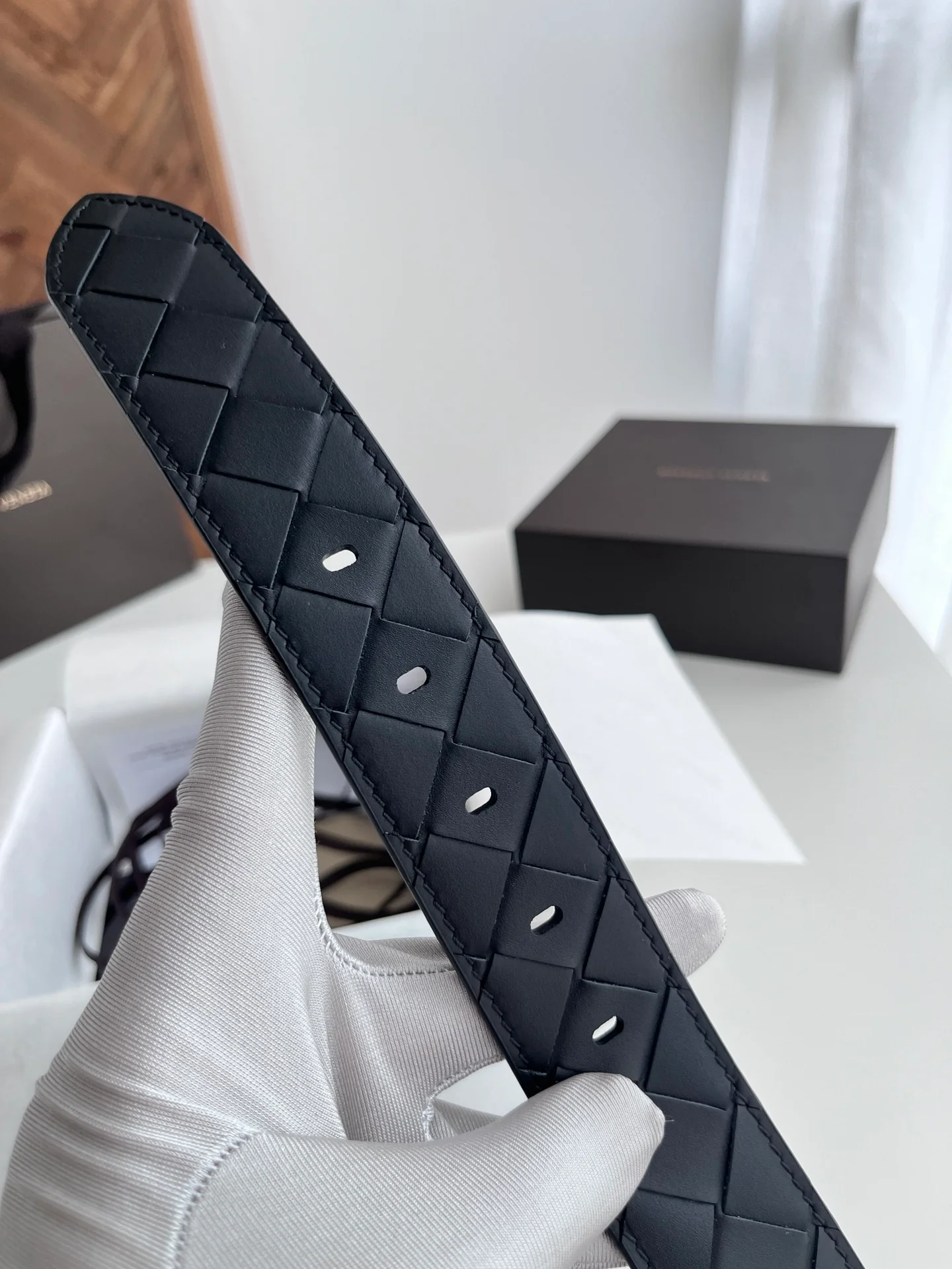 Braided calfskin belt