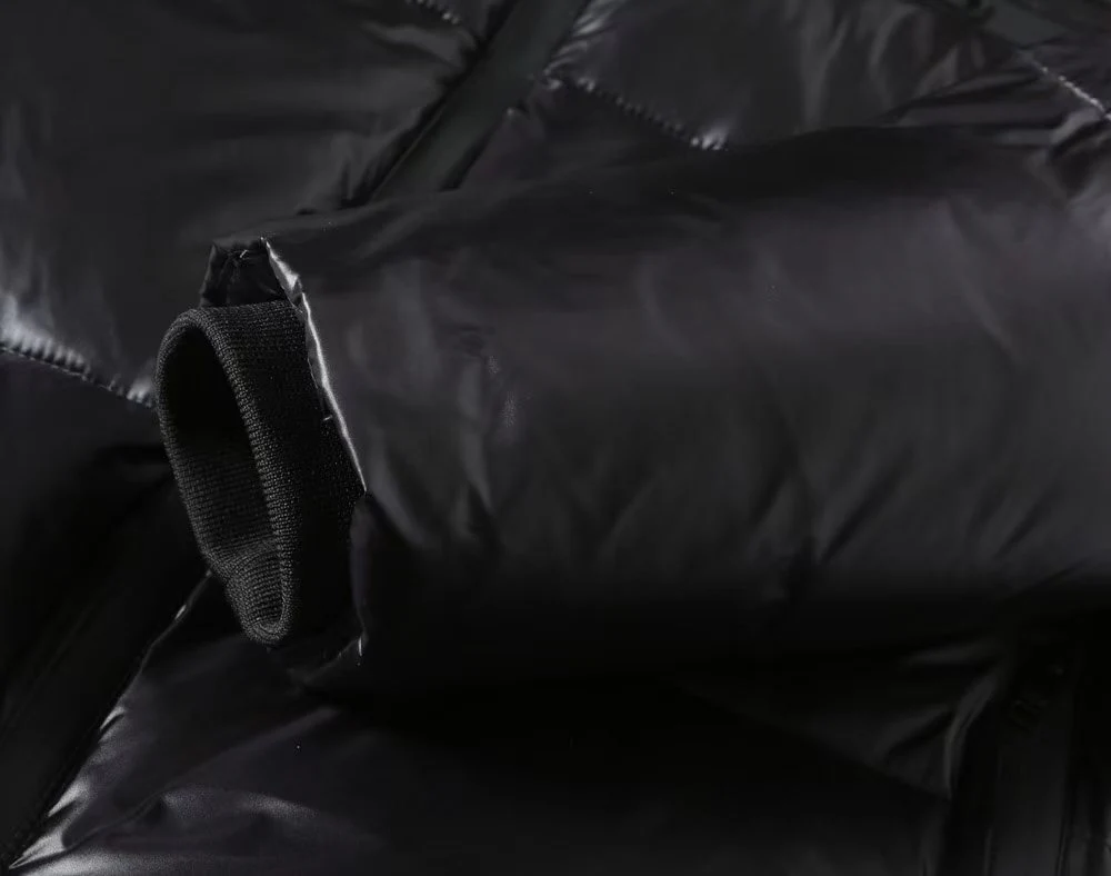 Silicone label hooded down jacket