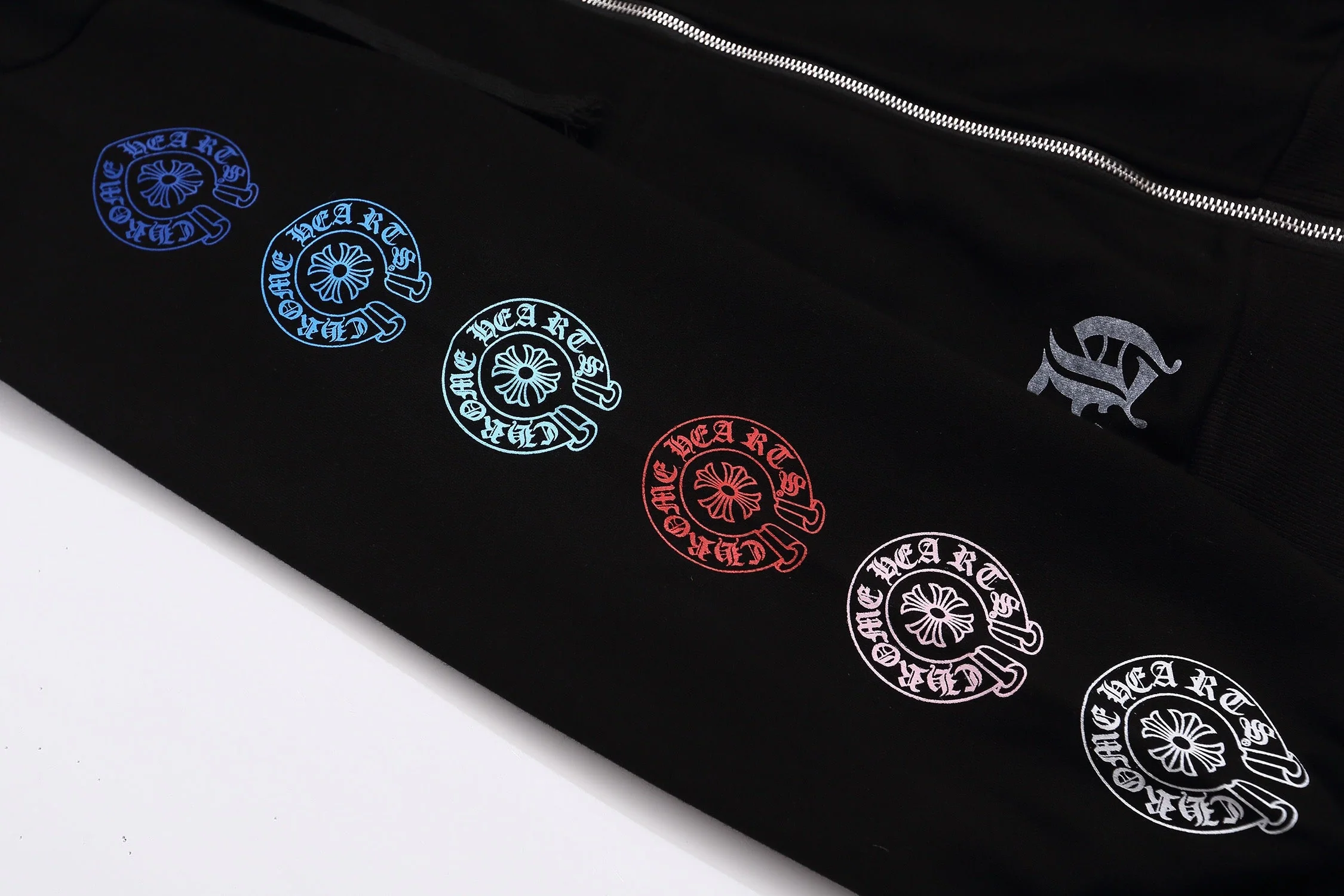 Colorful gradient print zipper hooded sweatshirt