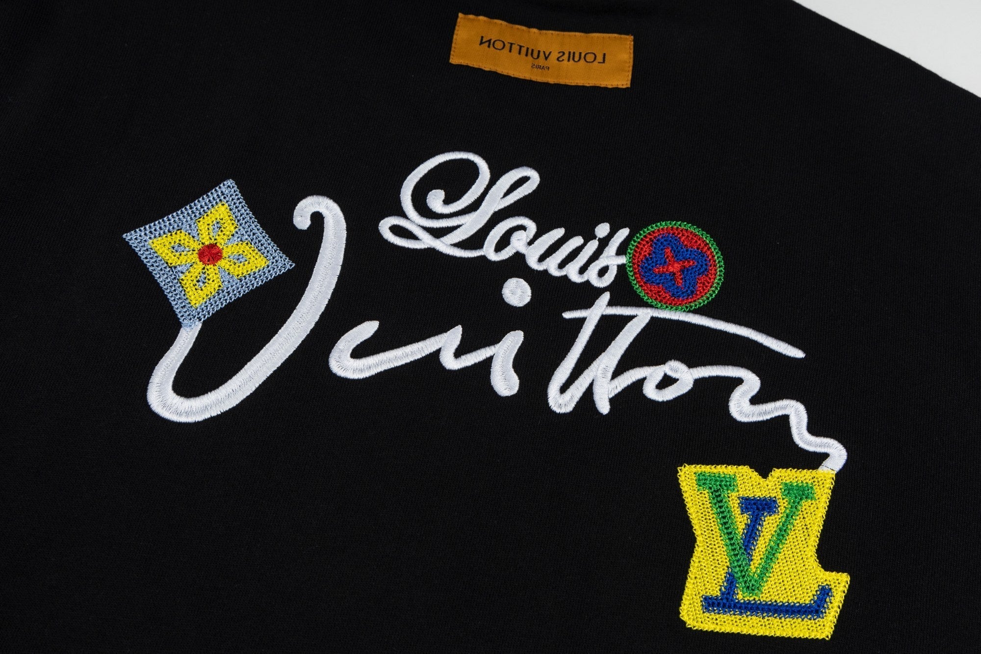 Double-sided embroidered round neck cotton sweatshirt