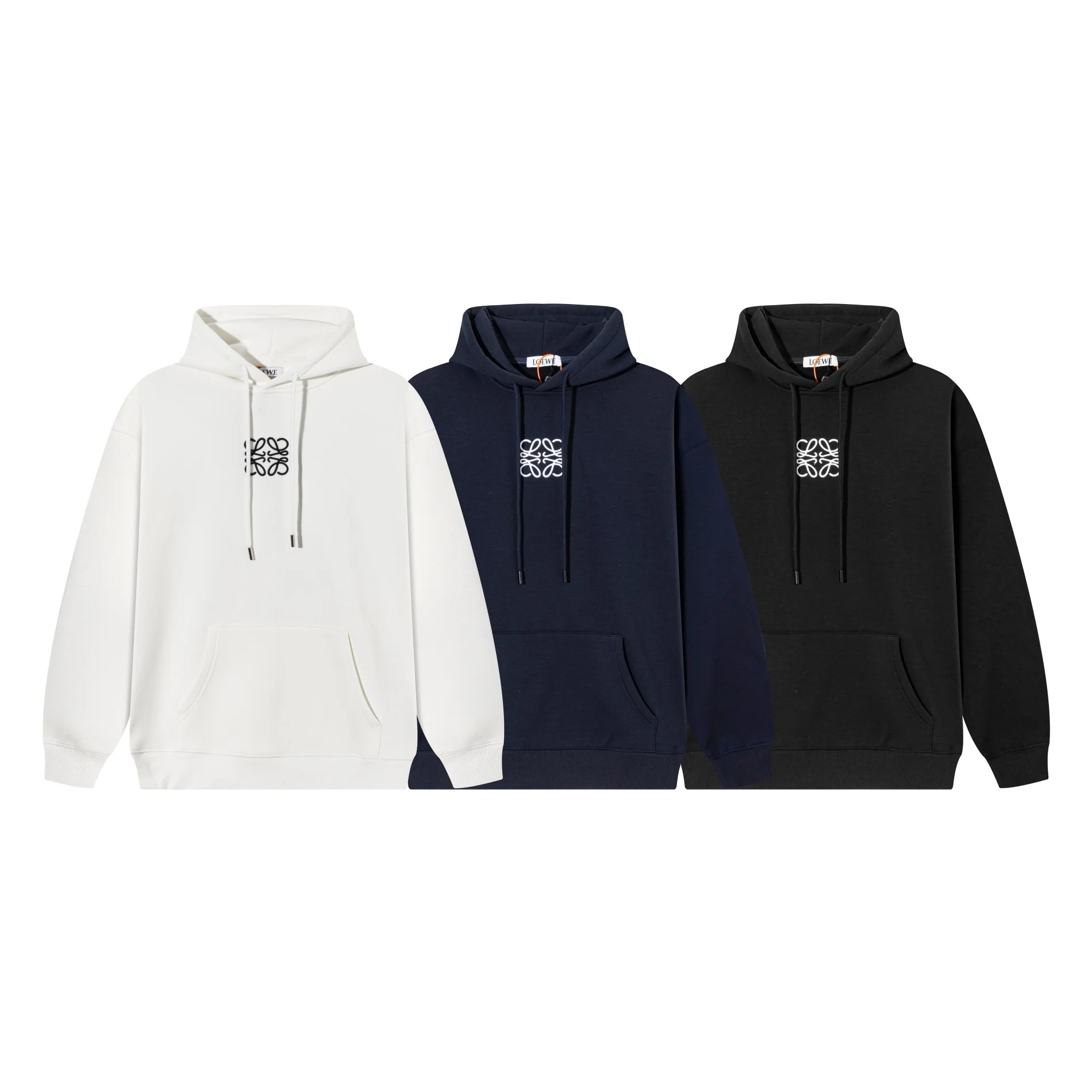 Embroidered cotton hooded sweatshirt