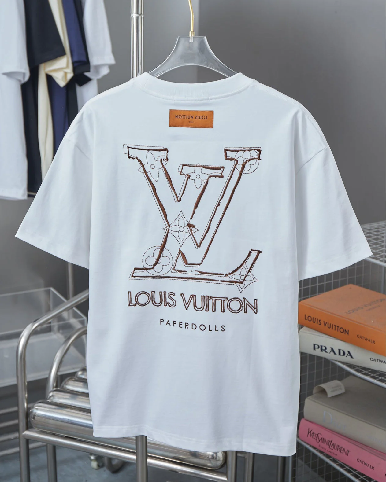 Double-sided embroidered cotton T-shirt