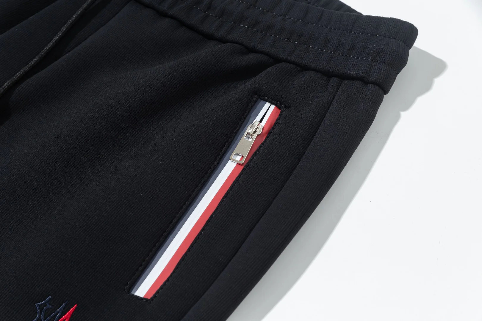 Colorful embroidered cotton drawstring trousers