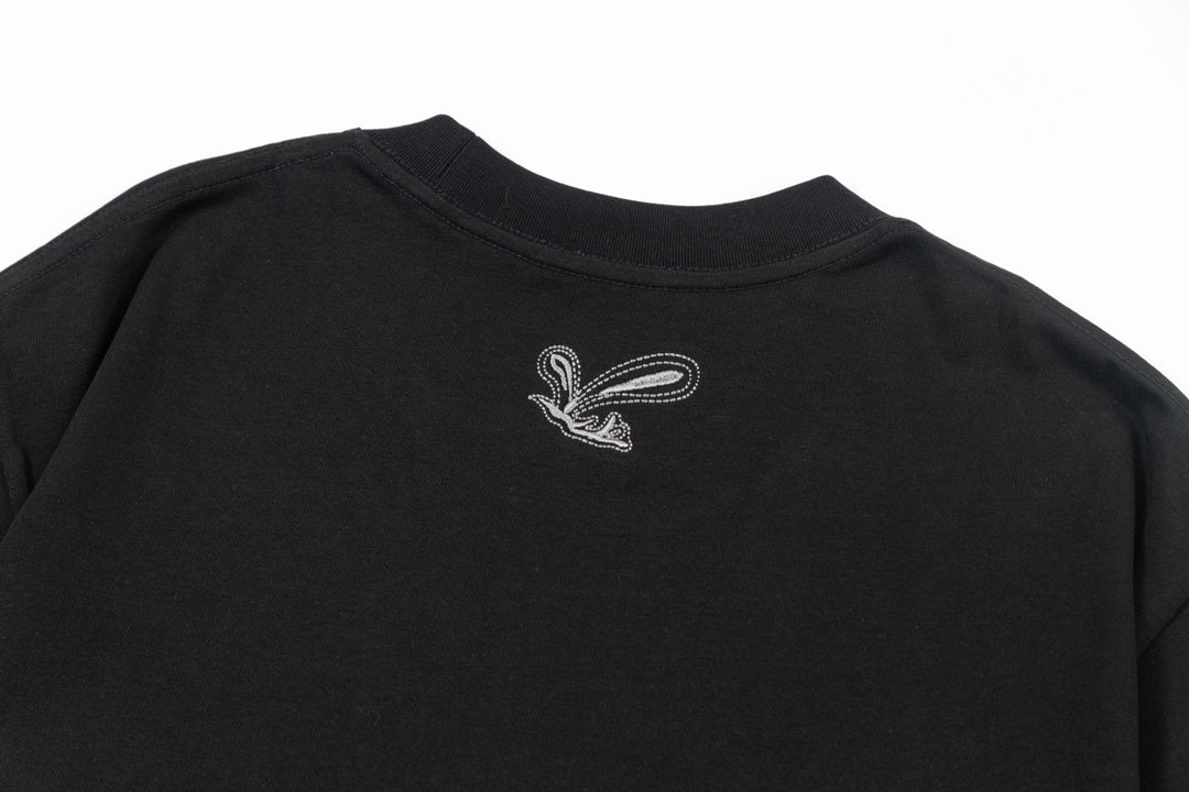 Embroidered crew neck cotton T-shirt