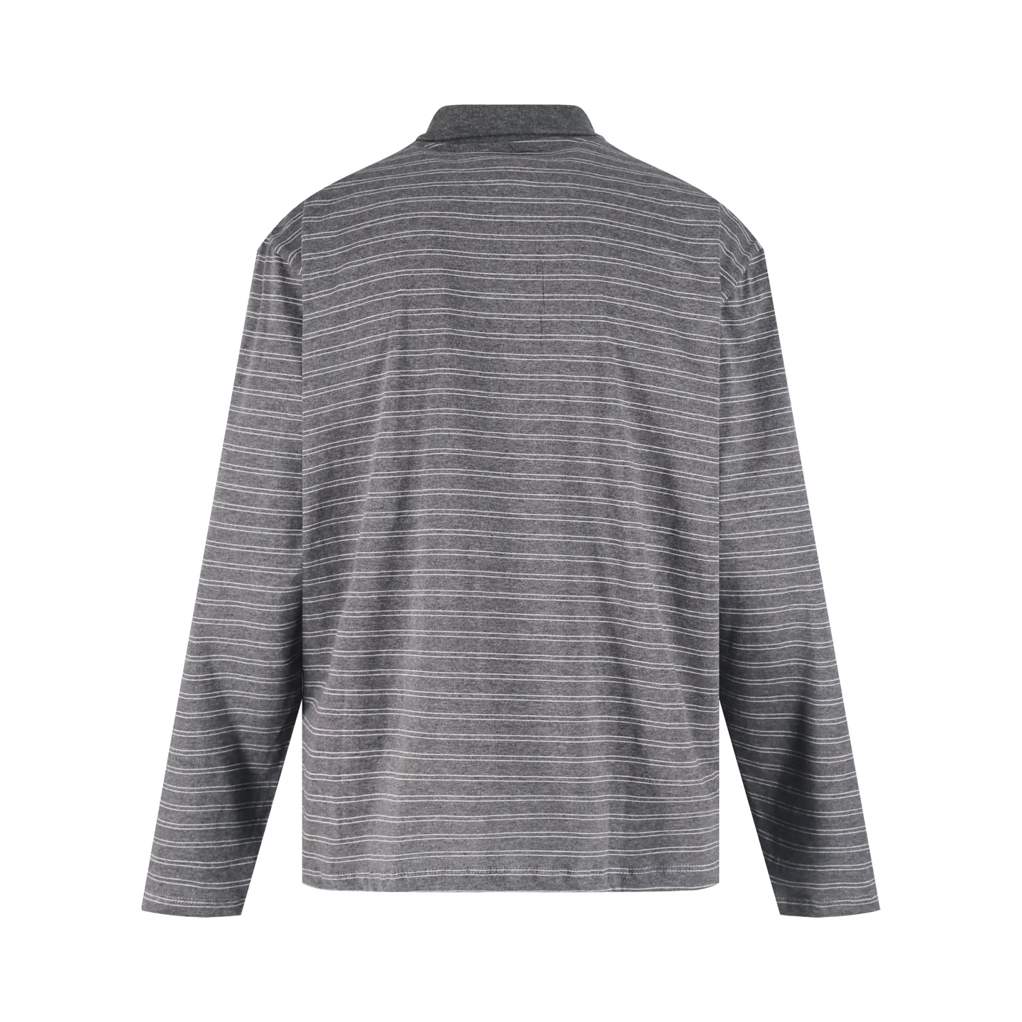 Striped cotton long-sleeved polo shirt