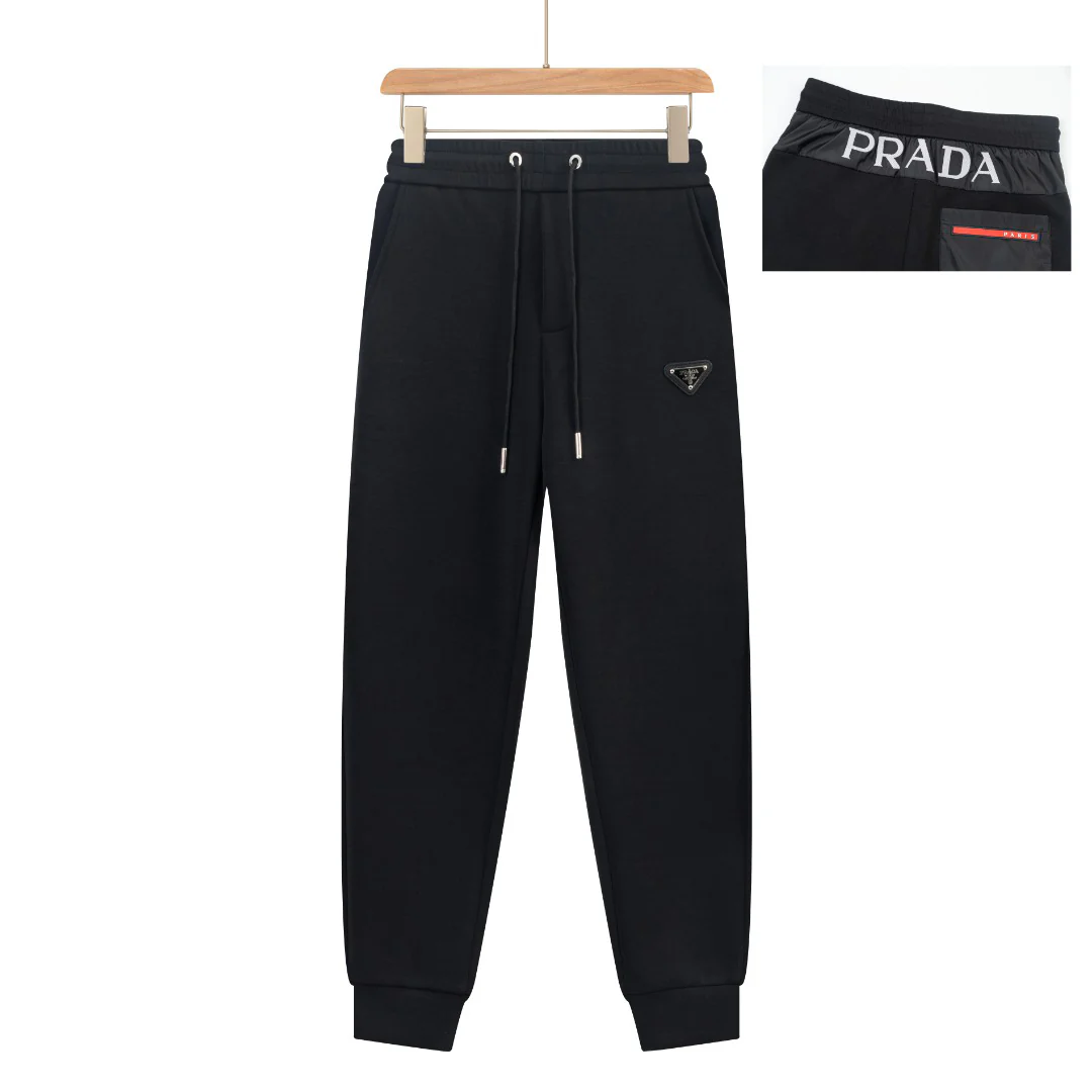 Printed cotton drawstring trousers