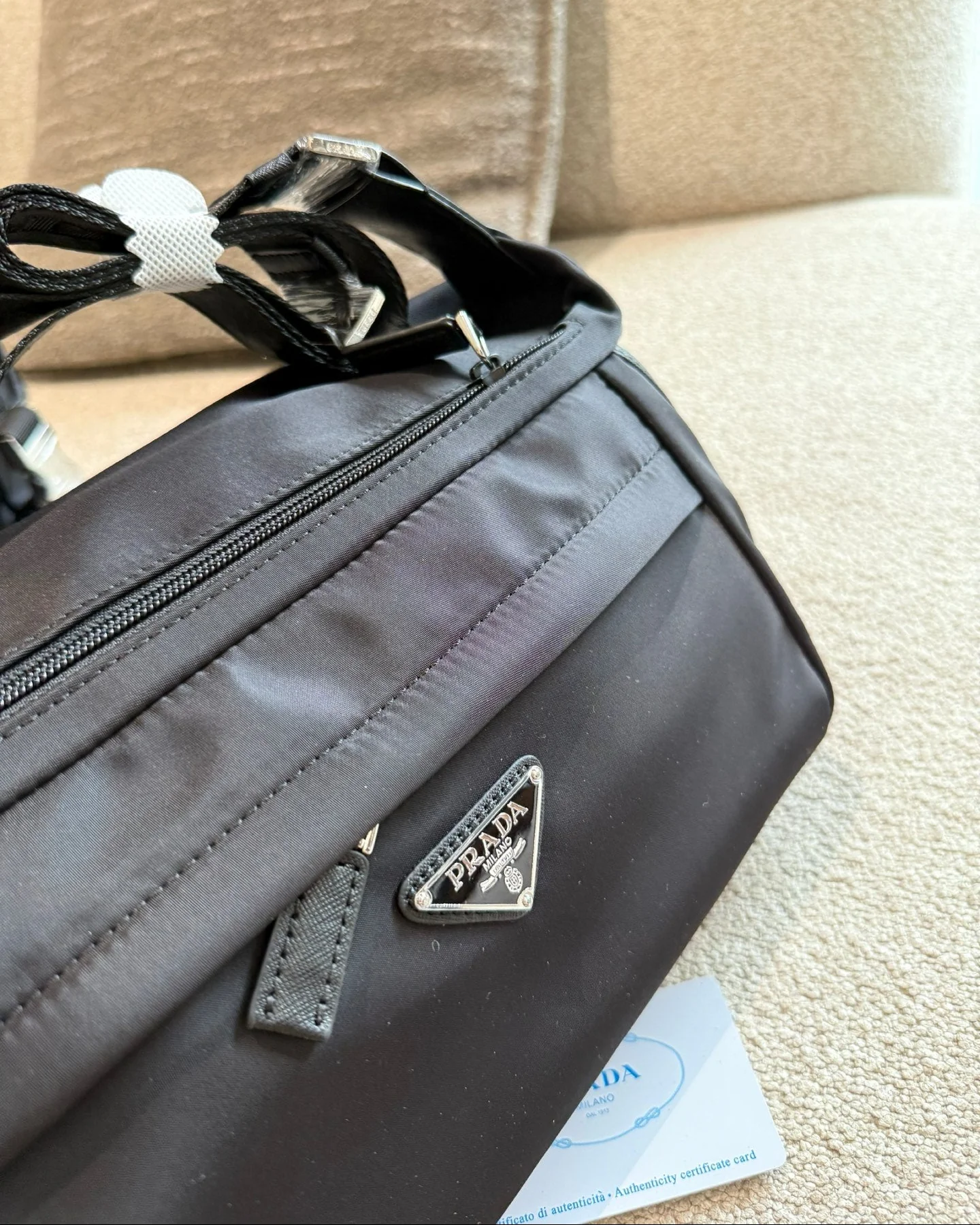 Nylon And Leather Shoulder Bag