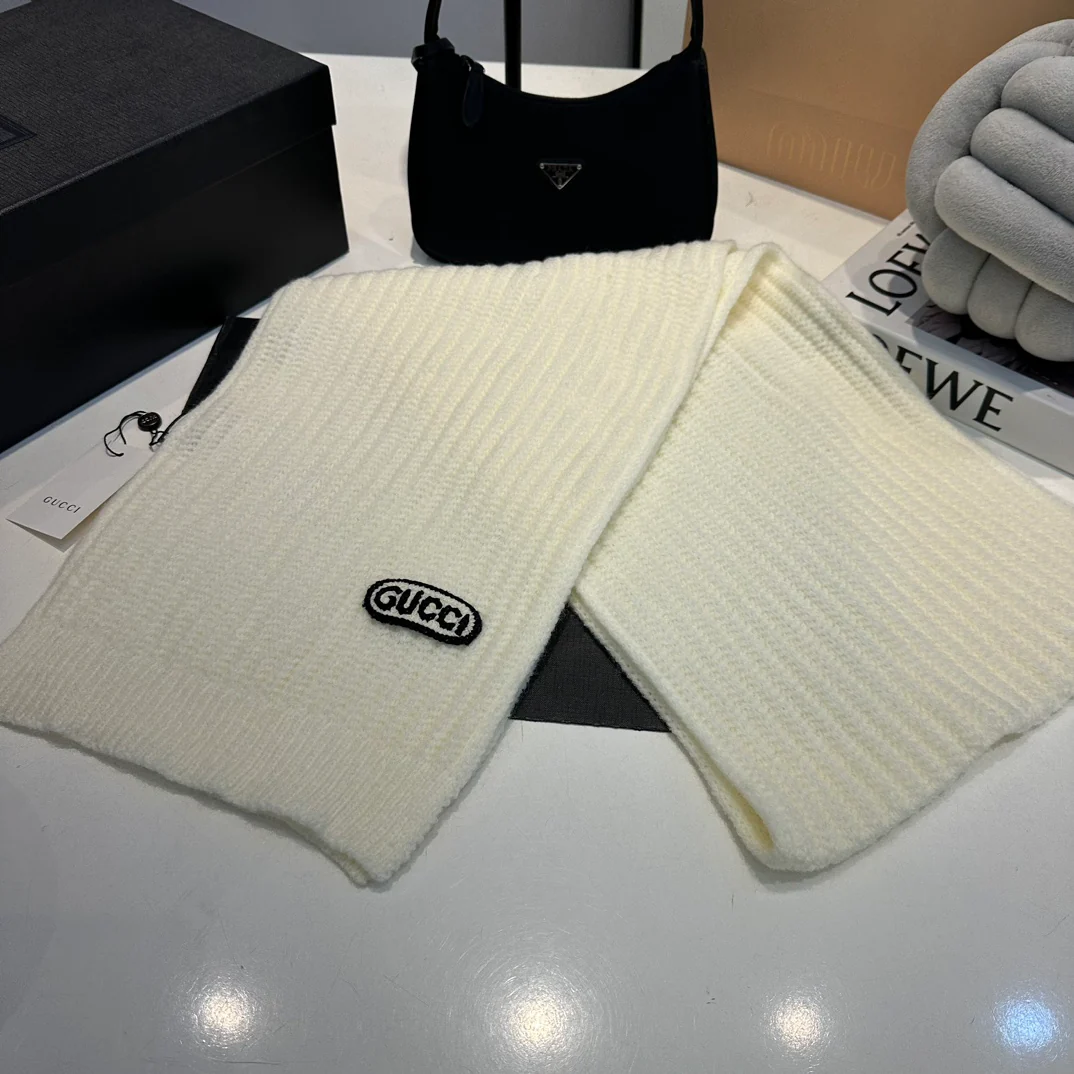 Embroidered knitted scarf hat gloves set