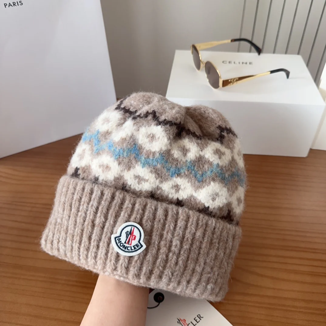 Patterned Wool Knit Beanie