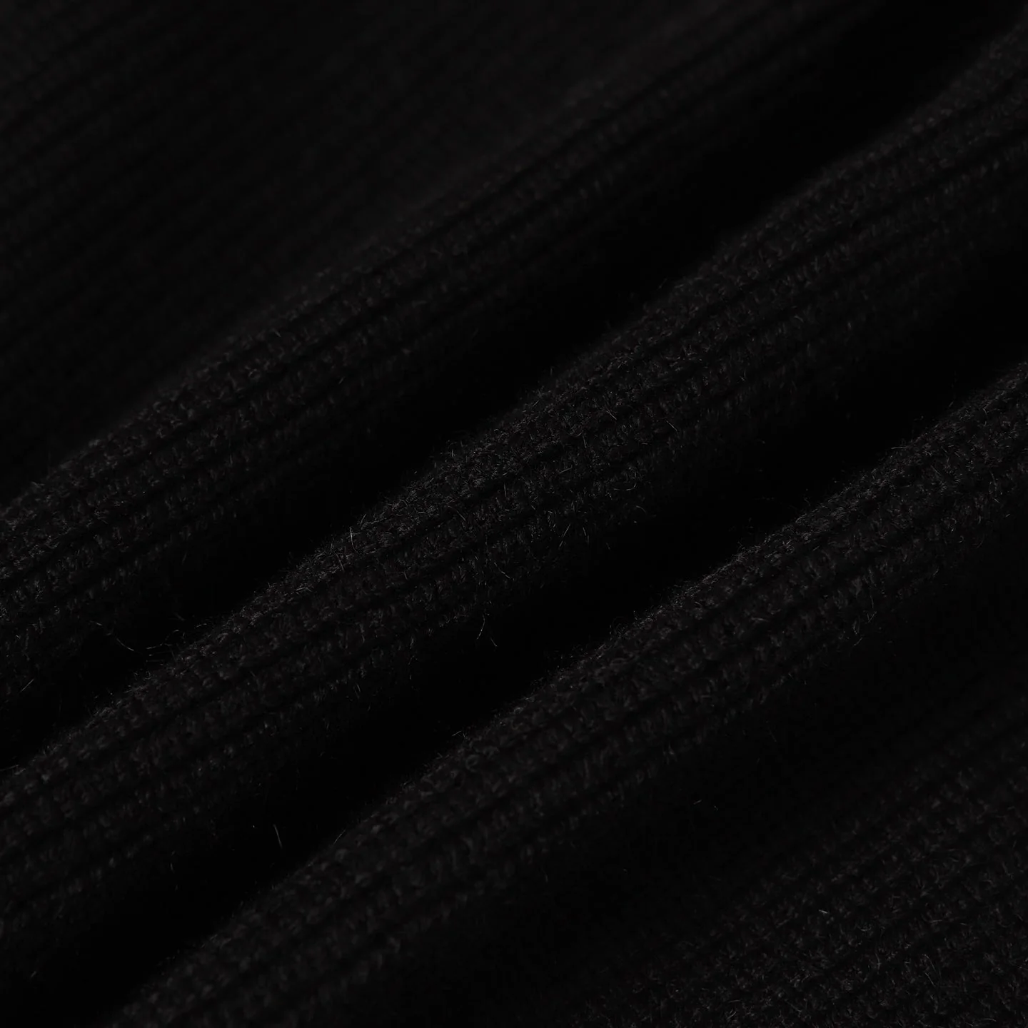 Wool Sleeve Matt Black Hooded Knitted Jacket