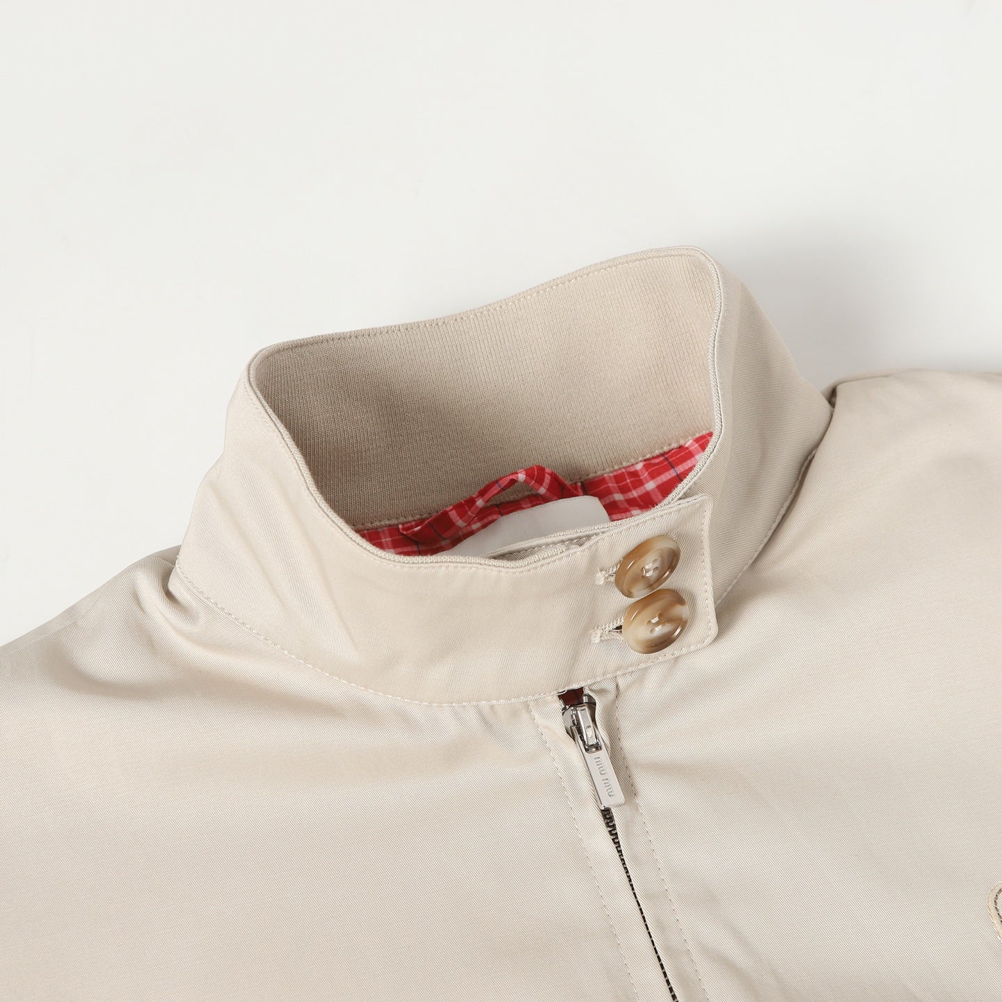 Red plaid stand collar jacket