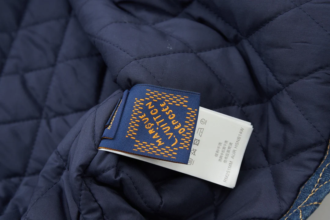 Embroidered denim padded jacket